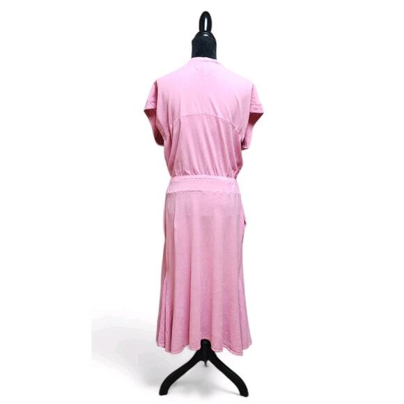 Free People Beach Marlow Pink Cotton Hemp Midi Medium M Cottagecore Boho Dress - Picture 7 of 8